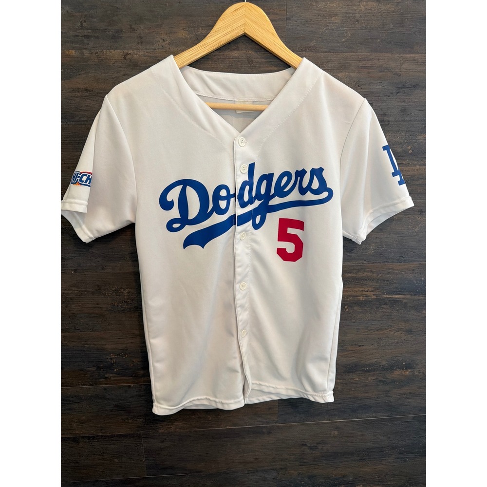 Los Angeles Dodgers Corey Seager 5 Baseball Jersey White Hi-Chew Patch Small
